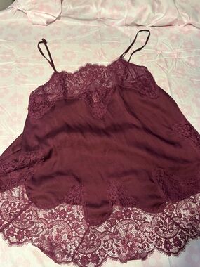 Victoria's Secret Burgundy Lace Satin night gown